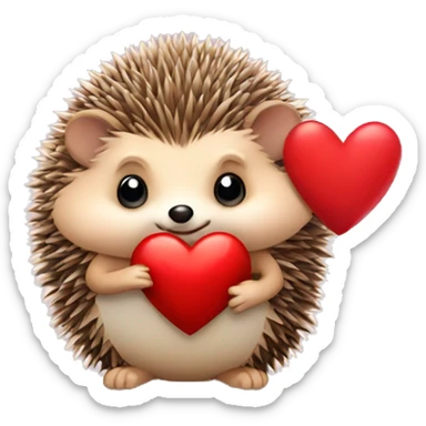 Hedgehog with a bow and holding a heart sticker