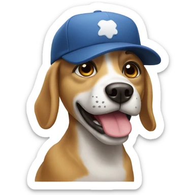 Dog whit a cap sticker