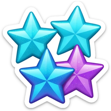 glitter purple and cian 3 stars sticker
