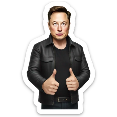 Elon musk giving a thumbs down sticker