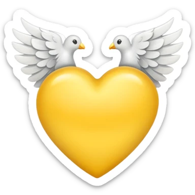 Yellow heart with white wings sticker