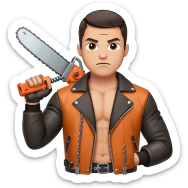 Ashy slashy with chain saw on his right hand sticker