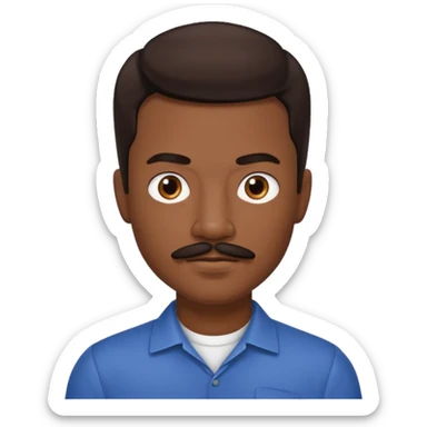 Ricky Bell with dark brown hair and thin mustache sticker