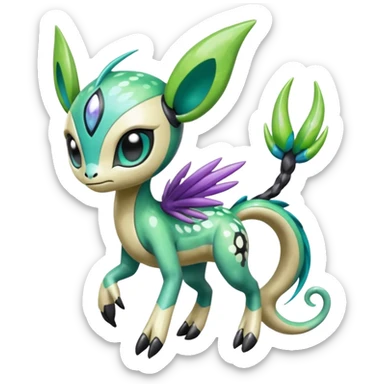 Colorful Shiny Edgy Cool Badass Painted Splashed Exotic Meloetta-Palkia-Virizion-Venom-Stitch-Fakémon-creature-hybrid sticker