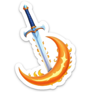 sword fire moon sticker
