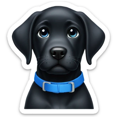 Realistic black lab puppy with blue collar sticker