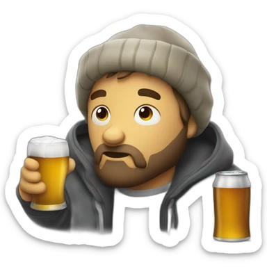 homless drinking big beer sticker