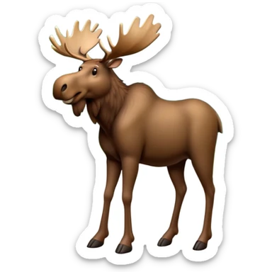 Moose on a road next to a forest sticker