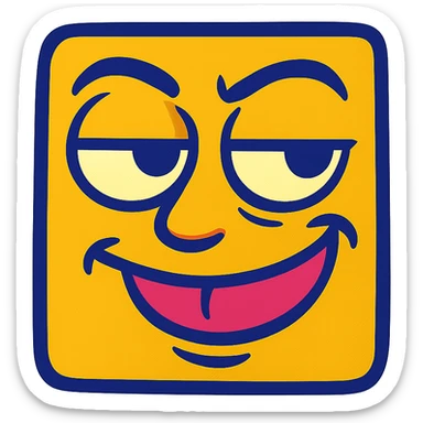 sarcastic face with exaggerated smirk, cartoon style, vibrant colors sticker