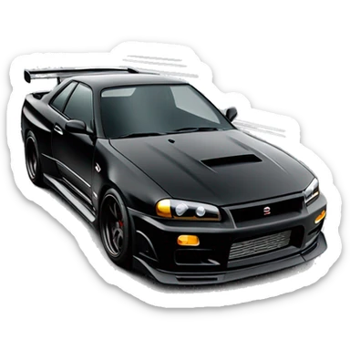 jdm car similar to nissan gtr r34, black color sticker