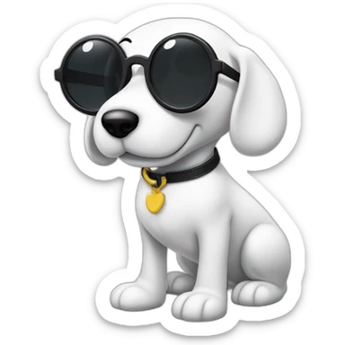 snoopy blanco totalmente con lentes negros sticker
