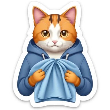 Cat folding clothes  sticker