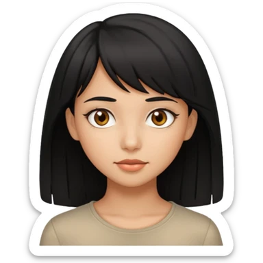 beautiful black-haired girl with side-swept bangs, tan skin, and hazel eyes sticker