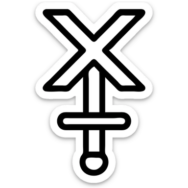 stylized letter X above a sword, simple icon, no text sticker