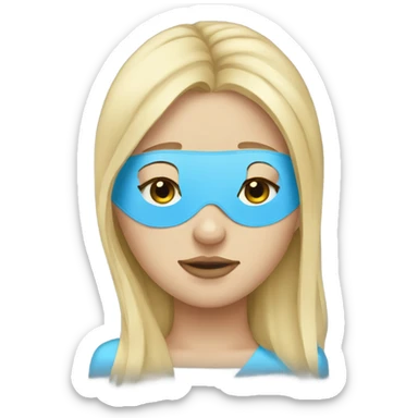 Blonde girl sleeping with blue eye mask sticker