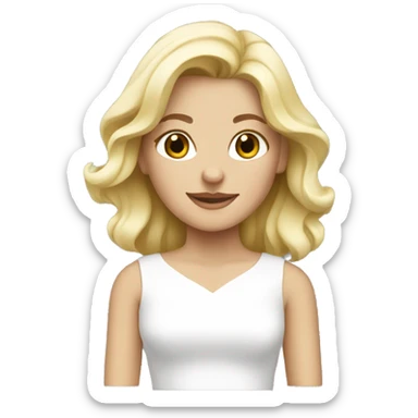 blonde girl in white dress sticker