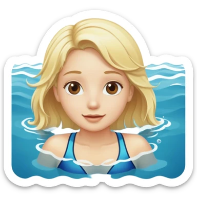 Blonde girl swimming in the ocean sticker