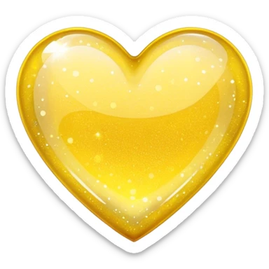 Glitter glass yellow heart sticker