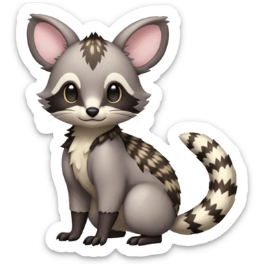 Civet-Minccino-Cacomistl-Trico-Stitch-hybrid-fusion (full body) sticker