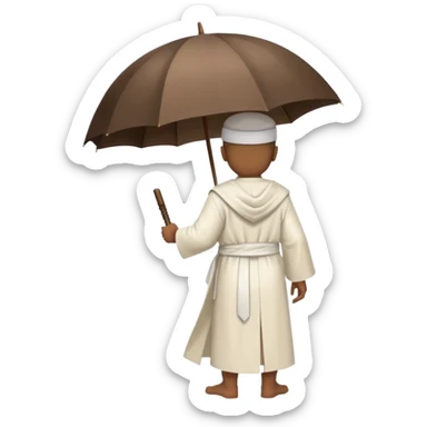 haji pilgrim holding umbrella, back view sticker