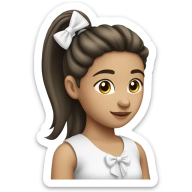 A girl with a pony tail and a white bow on her pony tail sticker