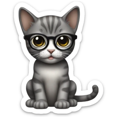 Baby cat with a black glasses sticker