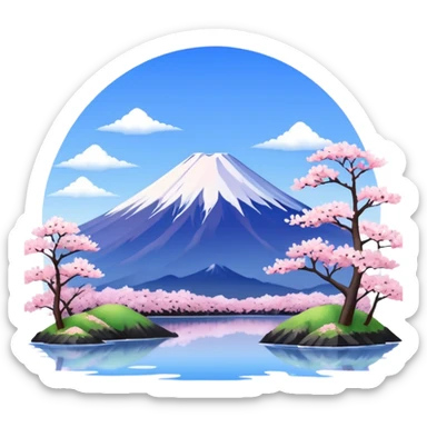 Cherry blossom scenery, Mount Fuji sticker