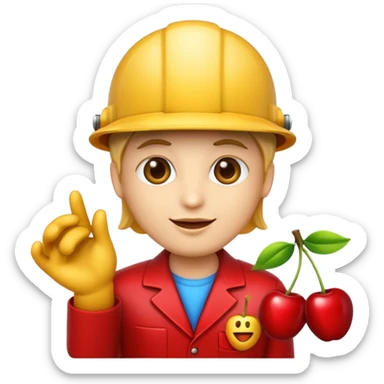 i want ai engineer emoji (theme: gold cherry red) sticker