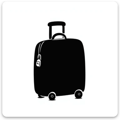 A suitcase with wheels sticker