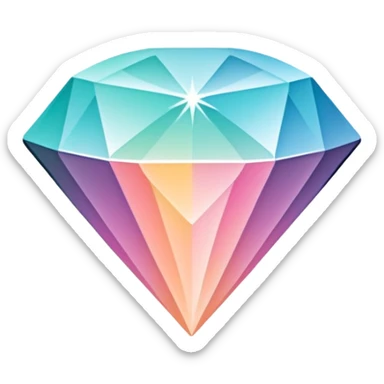 A sleek diamond logo with a black outline, set against a pastel gradient in four different colors. Smaller diamonds surround it, forming a larger diamond pattern. Playful yet polished, perfect for branding or digital media. sticker