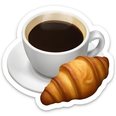 Chocolate croissant and a cup of coffee sticker