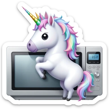 a unicorn sitting on top of a microwave  sticker