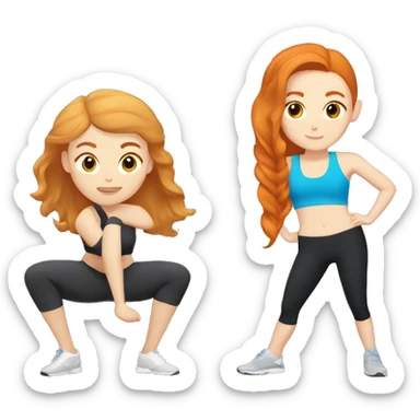 Ginger white girl and asian girl besties working out  sticker