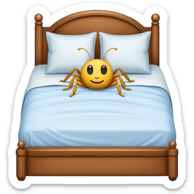 Bug snuggled in bed sticker