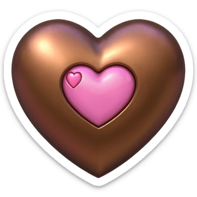 bronze heart with a pink mini heart inside of it  sticker