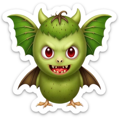 Kiwi fruit with vampire face and bat wings  sticker