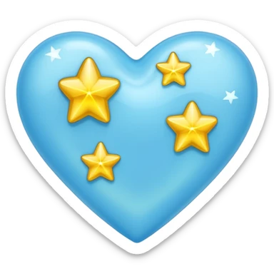 lightblue heart whit 3 stars sticker
