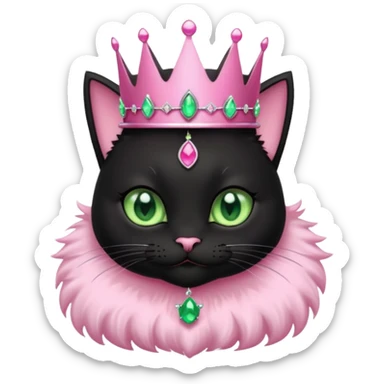 cute black cat in a pink jeweled princess crown sticker