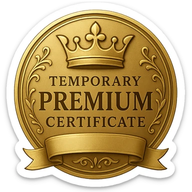 gold Temporary Premium Certificate with a gold crown, elegant and decorative, suitable for a digital reward badge sticker