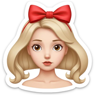 cara con expresión curiosa con un lazo en la cabeza sticker
