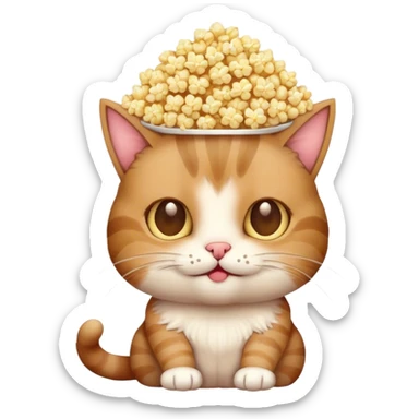 un chat avec du pop corn sur la tête  sticker