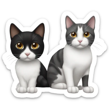 A black and white cat and a brown and grey cat sticker