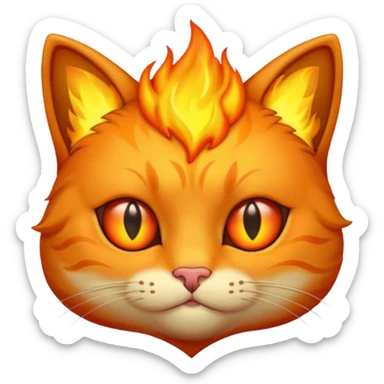 heart eyes cat on fire sticker