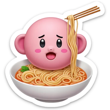 Kirby eating noodles sticker
