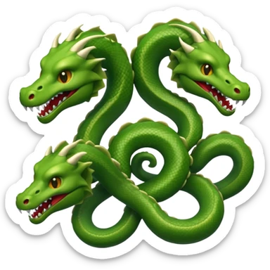 Create a single emoji of a Hydra in full body, shown at a slight side angle in a natural, characteristic pose. stylized like an emoji, but clearly recognizable.  sticker