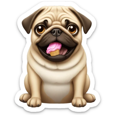 a pug with a big head who eats ice cream sticker