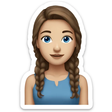 Pretty girl brown hair blue eyes sticker