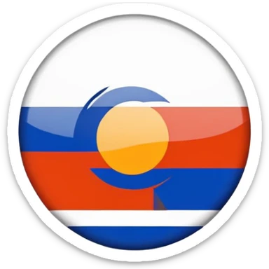 Armenia flag emoji, circular badge, red, blue, and orange stripes sticker