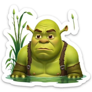 Shrek in a swamp sticker