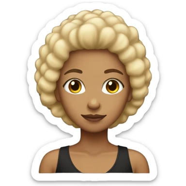 Tan girl with black and blonde afro sticker